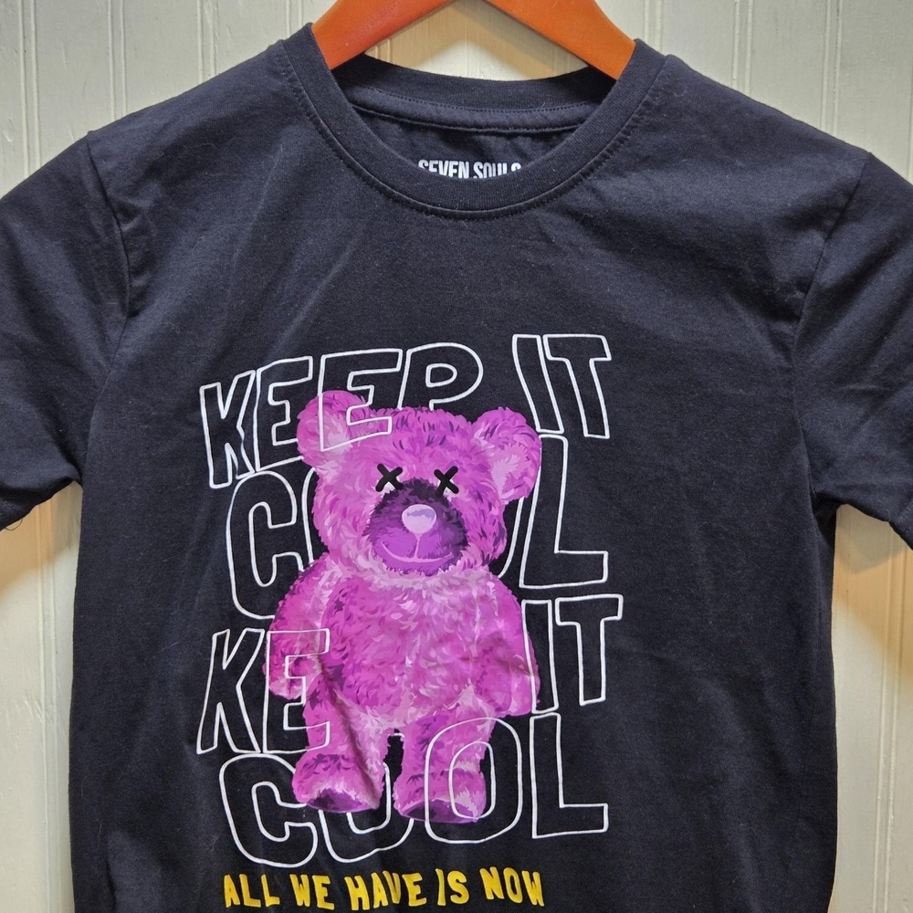 Seven Souls Shirt Youth 8 Black Teddy Bear Keep It Cool Graphic Tee Top Kids